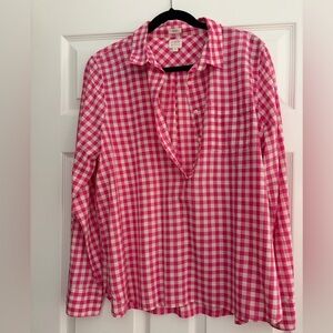 J. Crew Pink and White Gingham Shirt